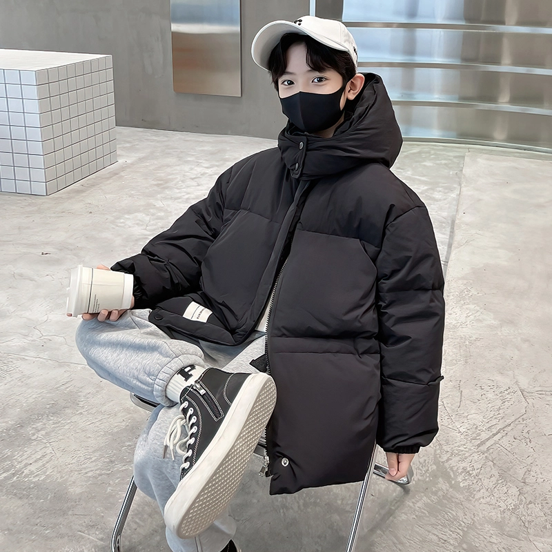 木木屋 时尚洋气潮酷百搭连帽纯色长袖羽绒服 青少年
