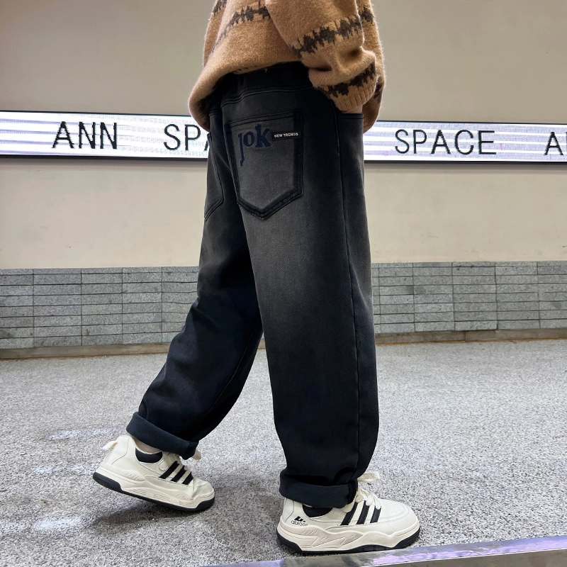 木木屋 亲肤时尚柔软轻盈牛仔裤 蓝色 青少年