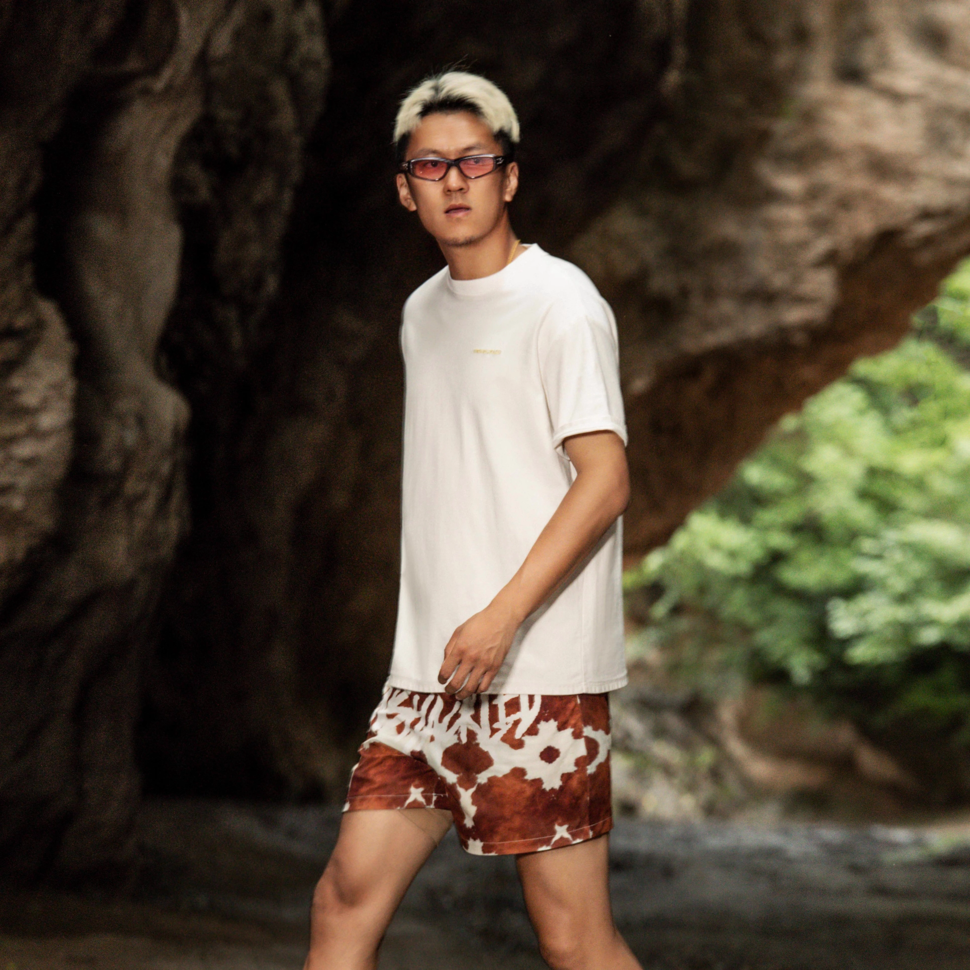 泡泡陷阱 美式复古运动速干时尚百搭休闲奶牛印花设计潮流夏季宽松三分篮球裤 男款
