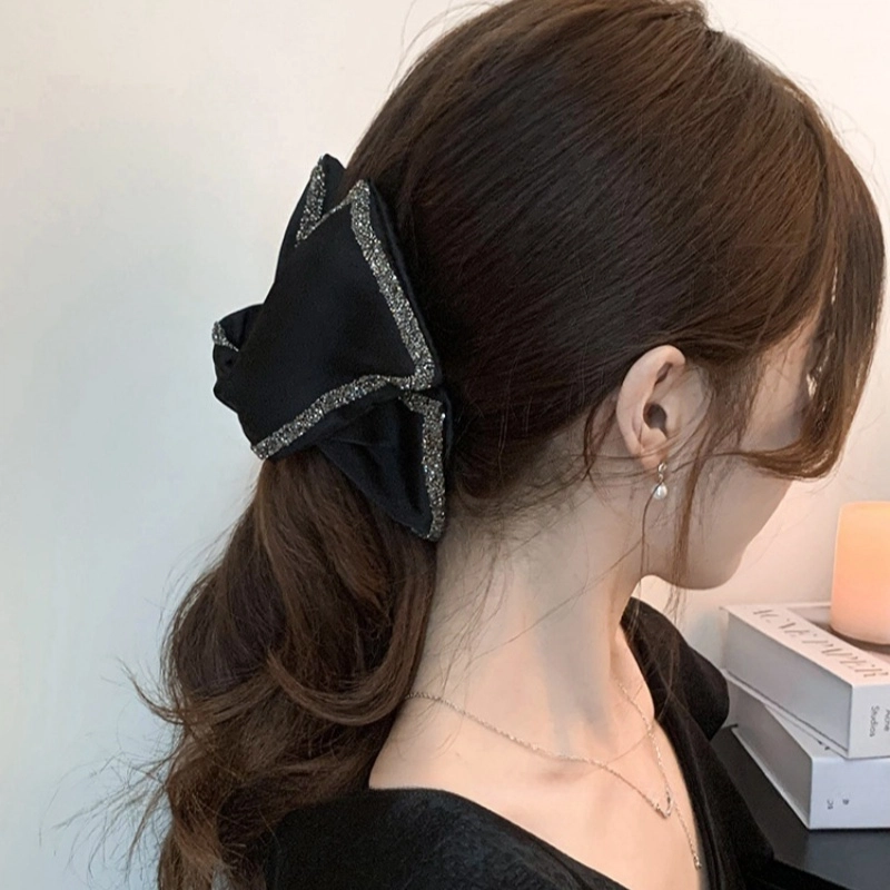 尚先生 赫本风蝴蝶结抓夹女法式复古高级感轻奢小众锆石发夹发量多鲨鱼夹 布艺 发饰 女款