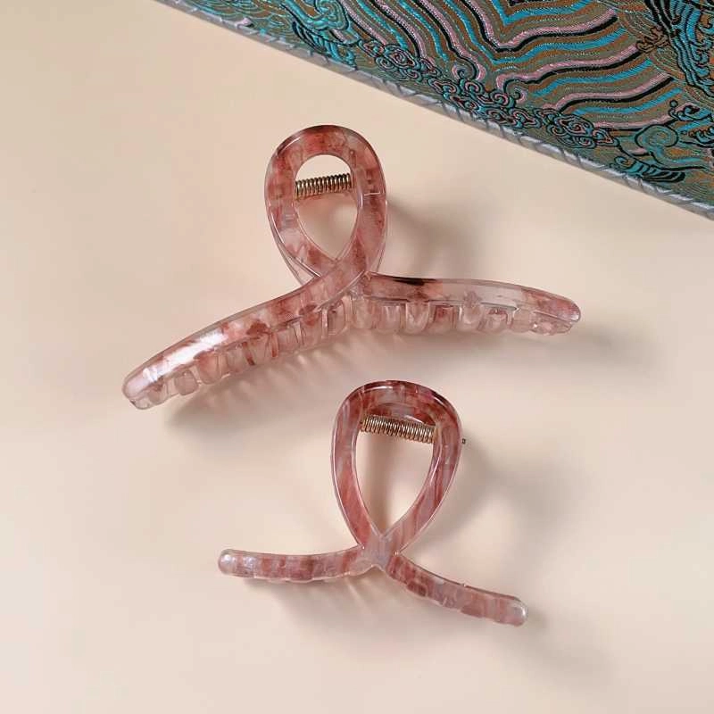 尚先生 简约复古花纹冰透暗红色抓夹高级轻便中号抓夹新中式中号发抓发卡发饰 头饰 女款
