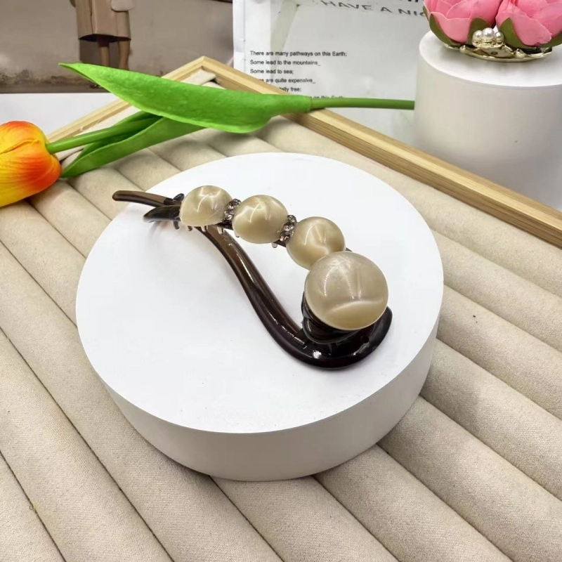 尚先生 夏季轻便扭扭夹气质复古简约优雅气质盘渐变珠珠后脑勺一字夹 亚克力 发夹 女款