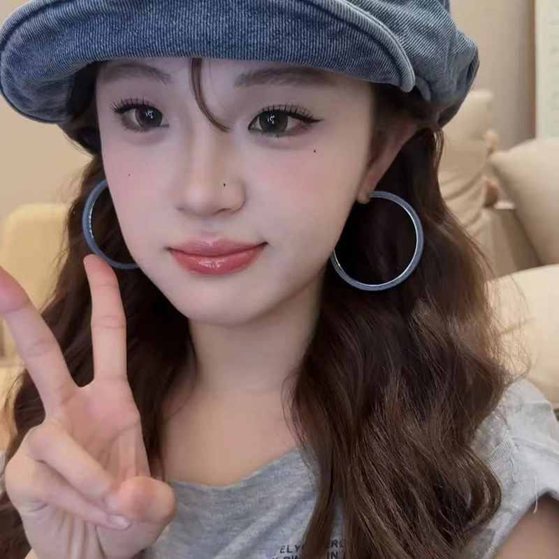 尚先生 大圈圈高级感轻奢小众设计感耳圈耳饰 牛仔合金 耳环 女款