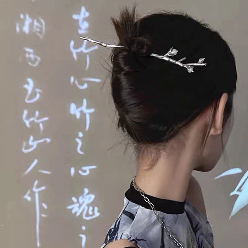 尚先生 中国风新中式金属日常玉兰花枝高级感现代小众发钗 发簪 女款