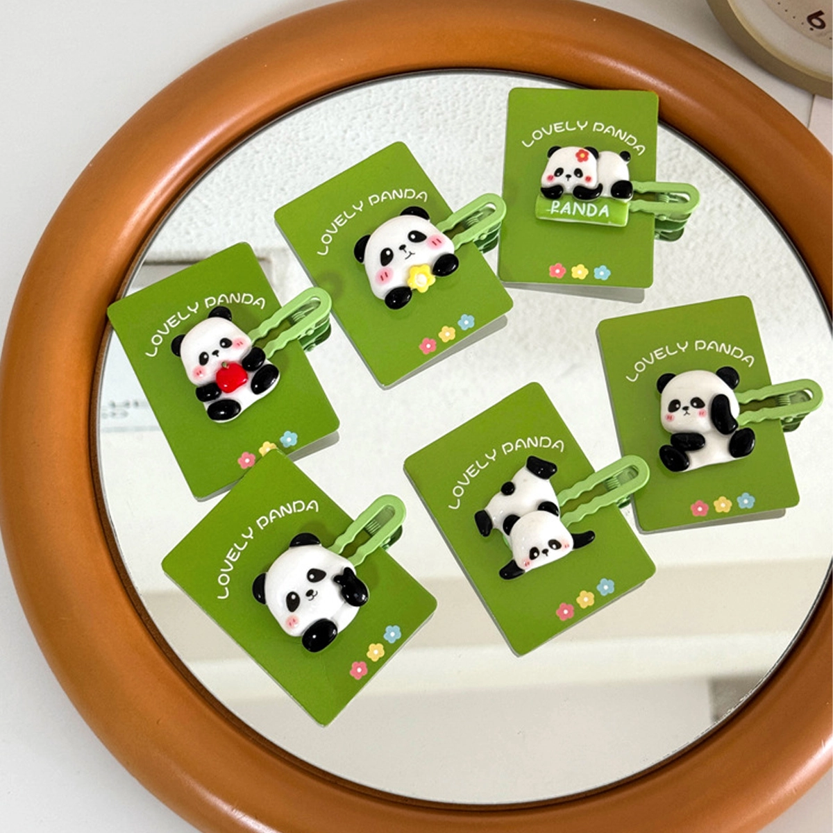 色菲尔 可爱熊猫小公主头前额侧边刘海夹子后脑勺盘发气质 树脂 发夹 女款