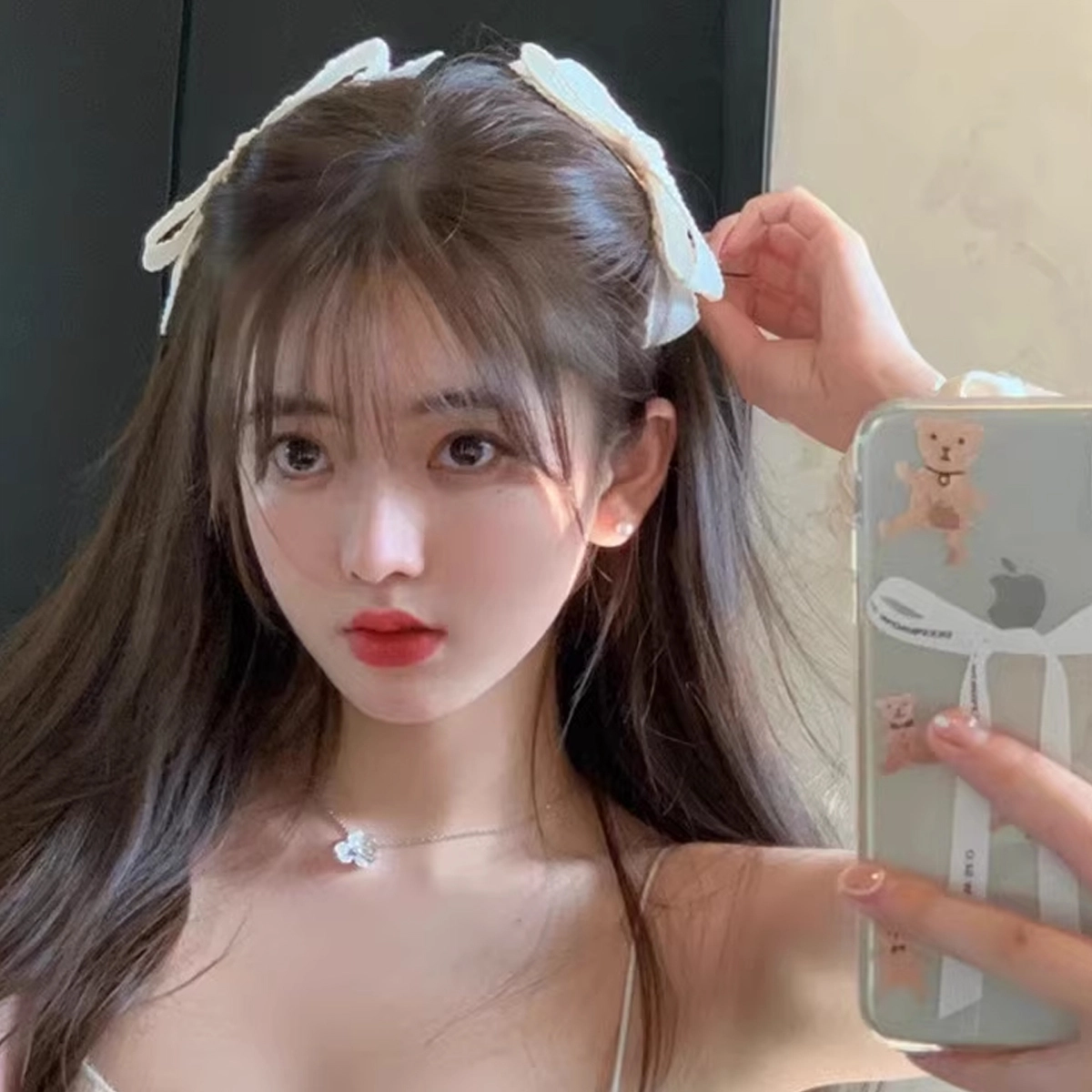 色菲尔 米白色鸭嘴夹  芭蕾少女可爱蝴蝶结公主法式发饰双马尾鸭嘴夹子半扎发前额刘海夹发卡头饰 合金 发夹 女款