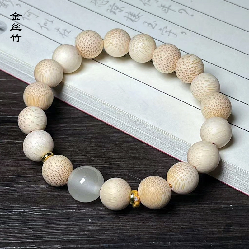 色菲尔 中式国潮素串 复古禅意简约素雅民族百搭 佛珠首饰手链上岸平安#好运 竹木 手串 男女同款情侣款