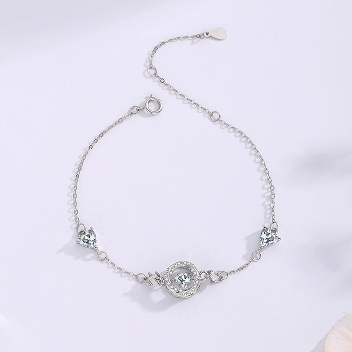 【S999 赠含金贴纸】 色菲尔 跳动的心 莫比乌斯在逃公主 小众轻奢设计精致温柔闪耀氛围感可调节手饰 银 手链 女款