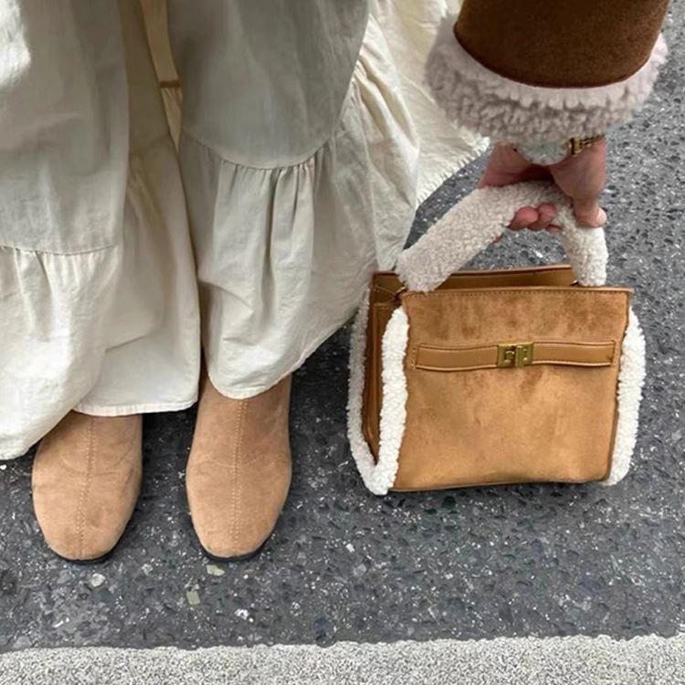 爱尔绅特 复古通勤毛茸茸 麂皮 单肩包 女款 棕色