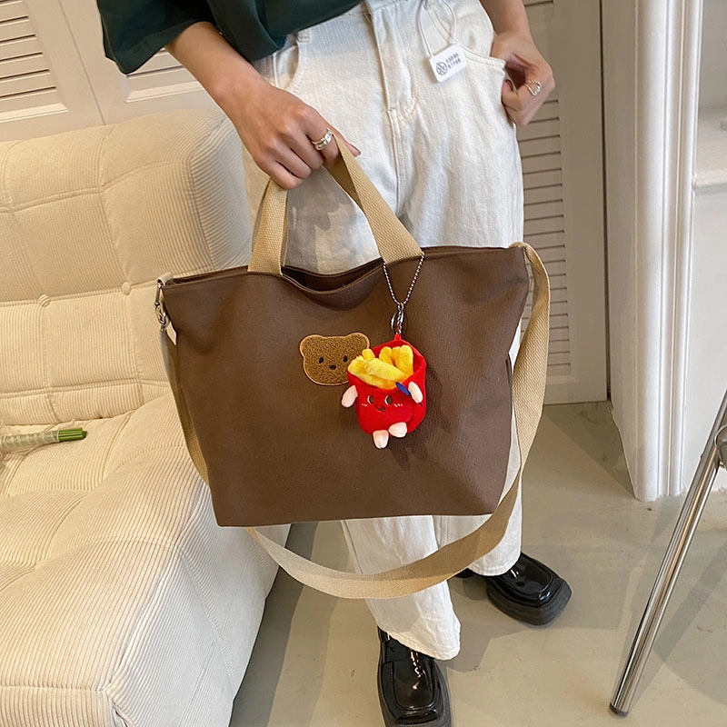 爱尔绅特 可爱手提袋卡通简约撞色 帆布 手提斜挎单肩包 女款 白色/黑色/粉红色/棕色