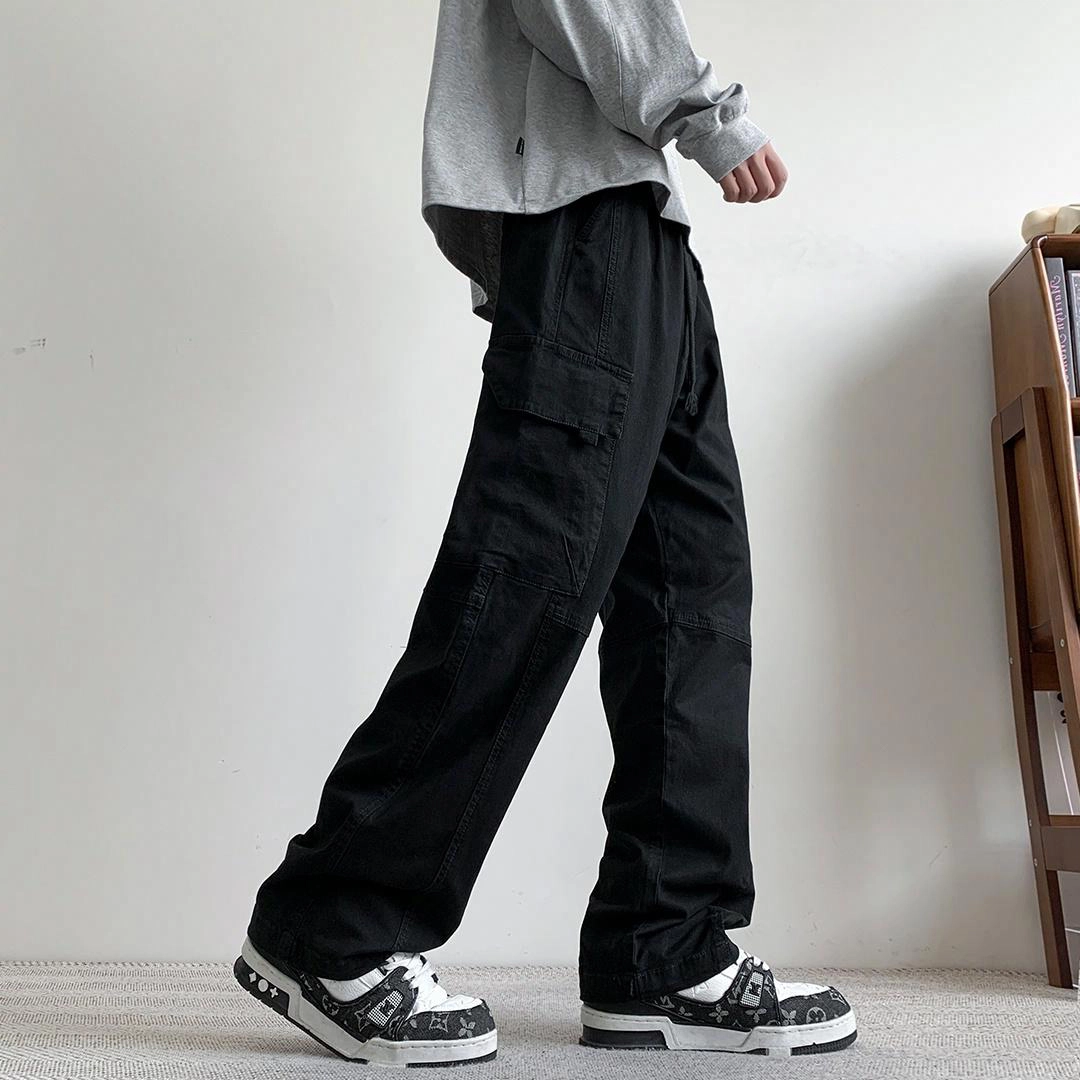 寻星记 美式复古高街纯色宽松直筒百搭抗皱垂顺透气户外运动长裤休闲裤 男女同款