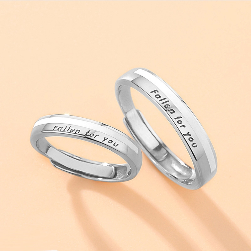 【可定制刻字】琦珂 纯银情侣对戒男女一对款轻奢小众高级感结婚开口情侣款银戒指
