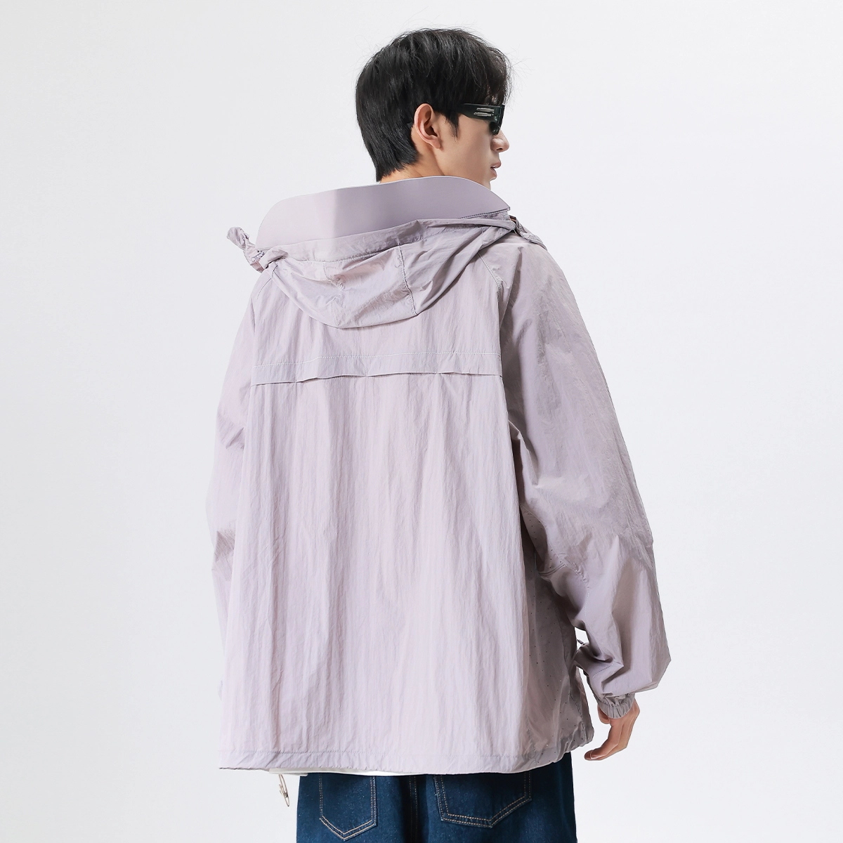 夏季潮牌情侣户外骑行服 日常通勤舒适透气宽松百搭 防紫外线可拆卸帽檐夜光反光条设计防晒服 男女同款