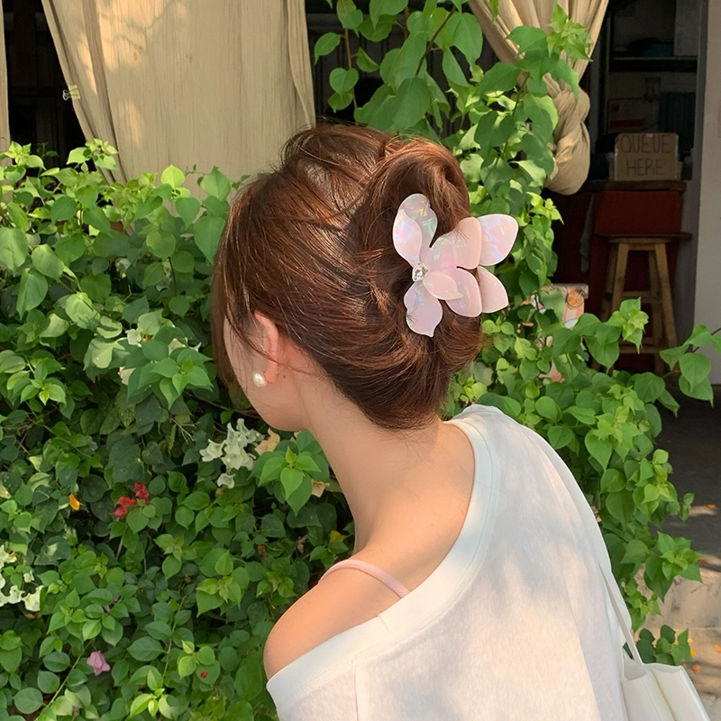 芒果饰品 绝美人鱼姬三角梅花朵抓夹 锆石 发夹 女款