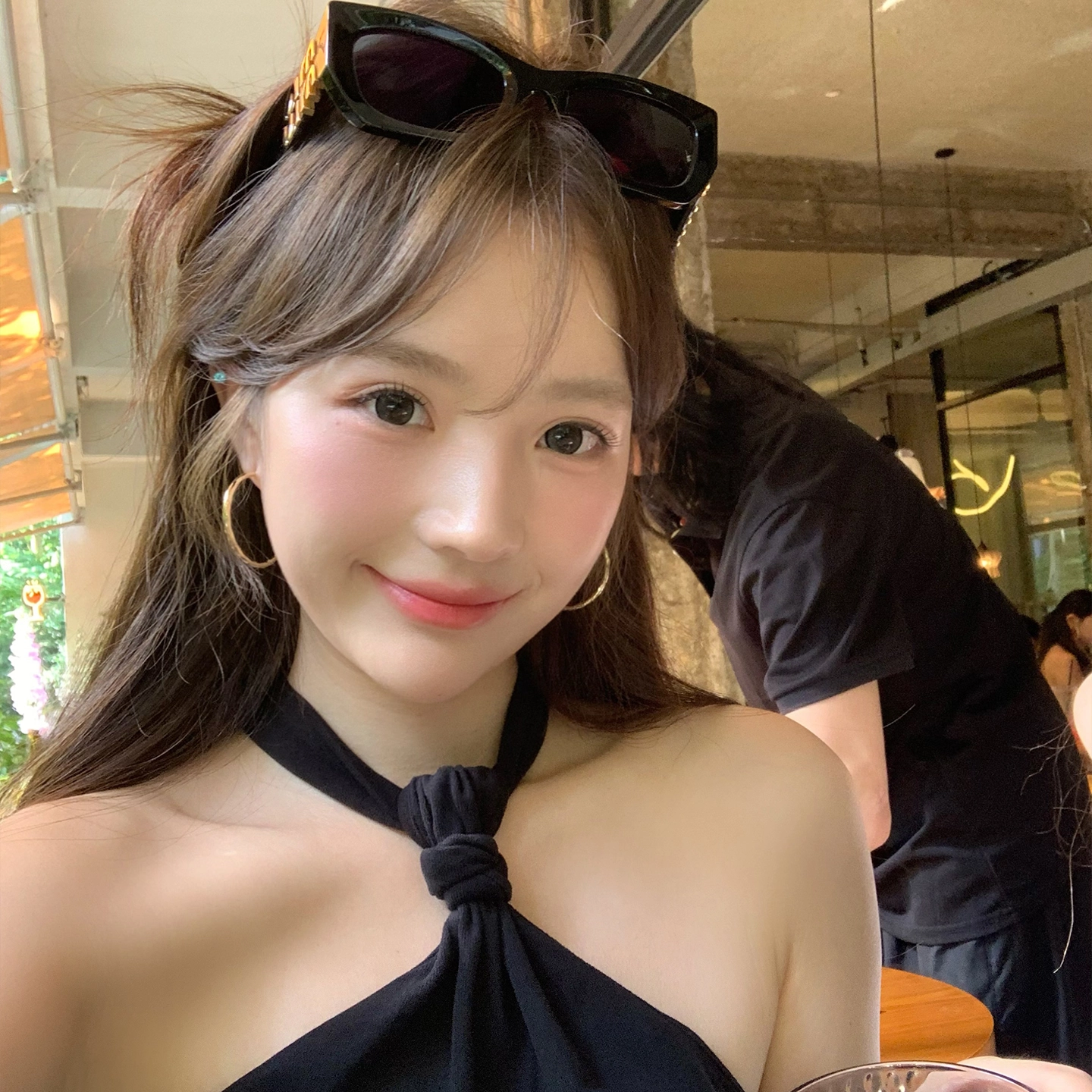 芒果饰品 简约银色圆圈大耳圈素圈辣妹风耳饰 铜 耳环 女款