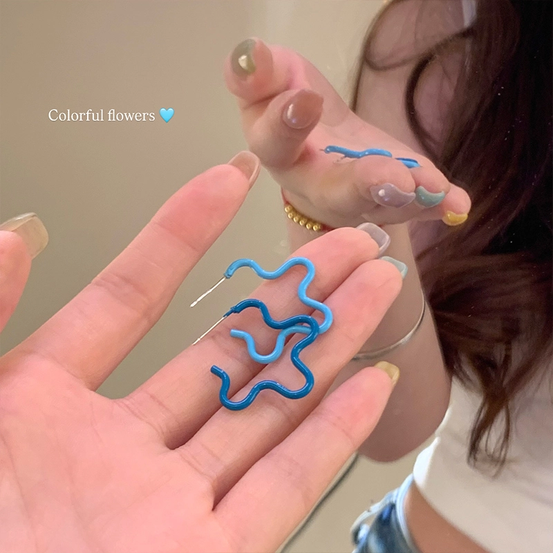 芒果饰品 多巴胺撞色星星耳环 铜 耳钉 女款