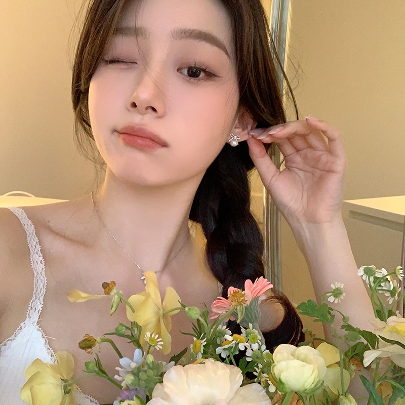 芒果饰品 气质蝴蝶结轻奢高级优雅 锆石 耳环 女款