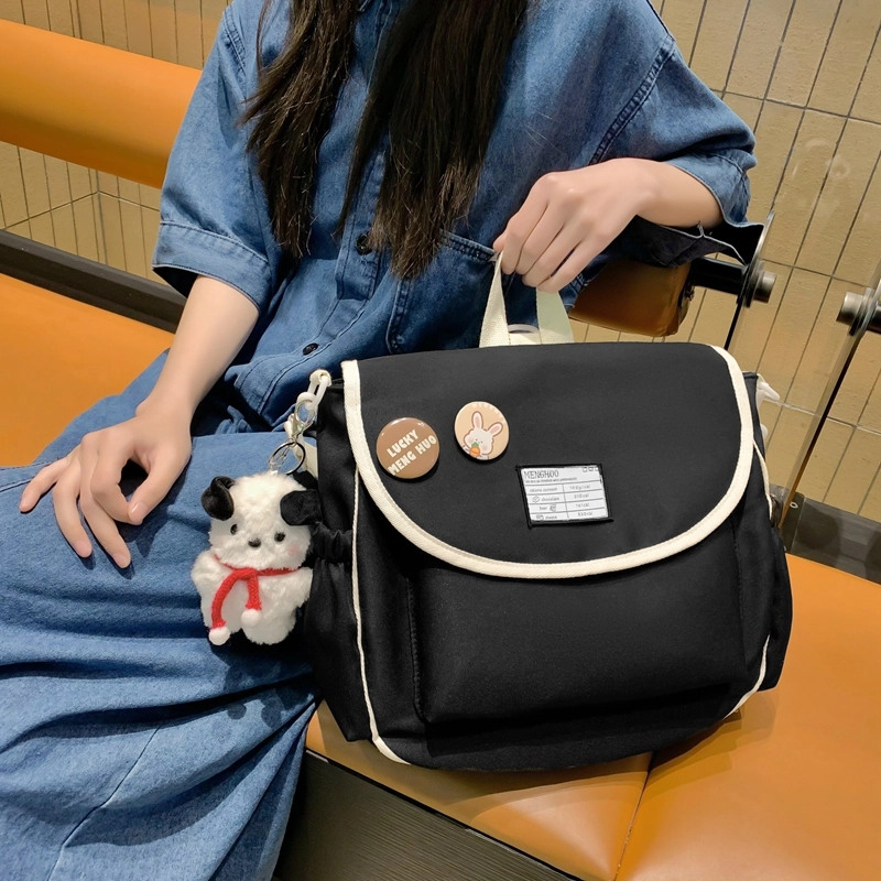 尼格尔 学生斜挎包女生单肩包韩版尼龙初中高中上课补习书包百搭包包 多色