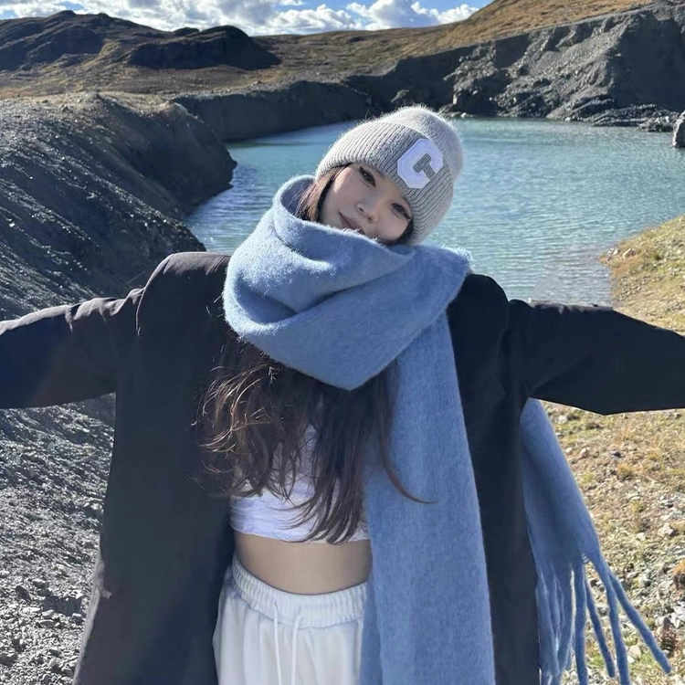 雅鹿优选 软糯马海毛纯色 礼盒装 聚酯纤维 绒线围巾 男女同款情侣款