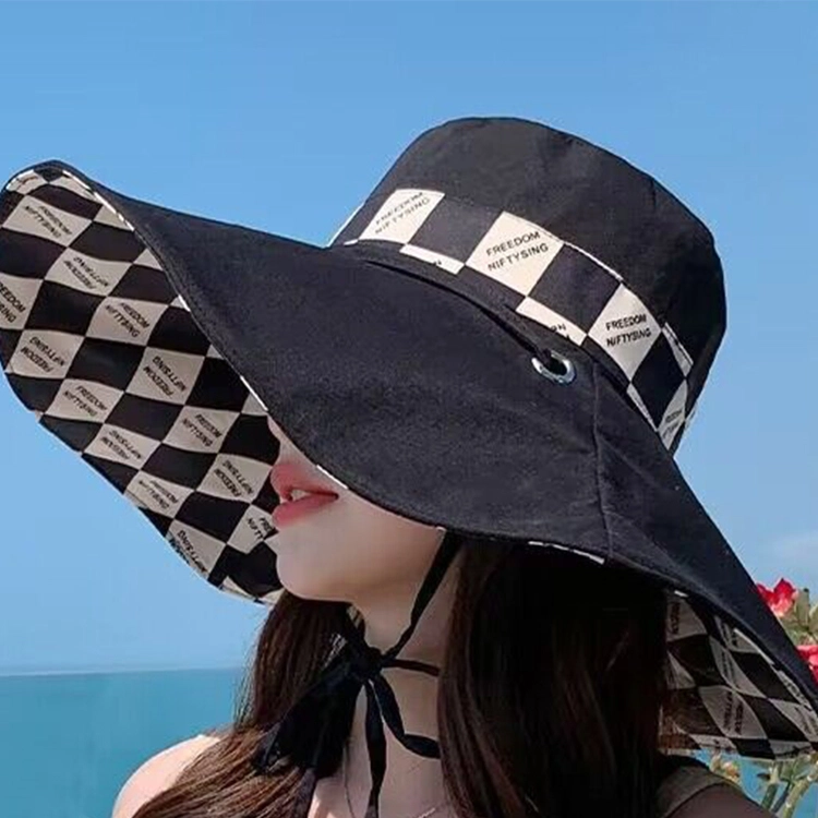 雅鹿优选 夏季潮流时尚印花双面穿戴户外休闲防紫外线遮脸防晒帽旅游百搭 棉  渔夫帽 女款