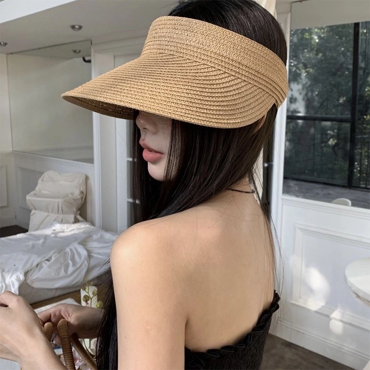 雅鹿优选 夏日度假海滩徒步防紫外线编织草帽空顶大帽檐显脸小可扎马尾百搭休闲 草编  防晒帽 男女同款情侣款