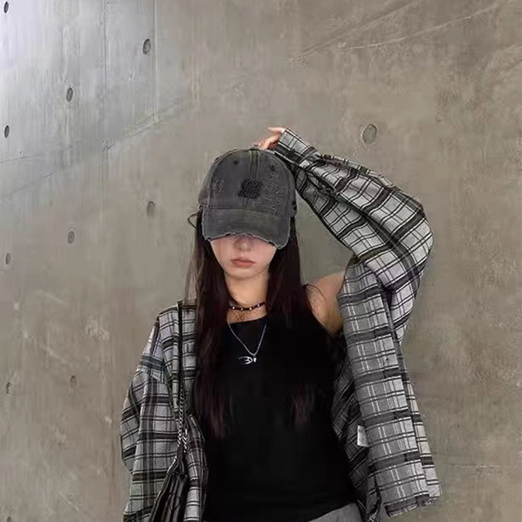 雅鹿优选 美式牛仔嘻哈磨边水洗做旧破洞纯色简约大头围显脸小 棉 鸭舌帽 男女同款情侣款
