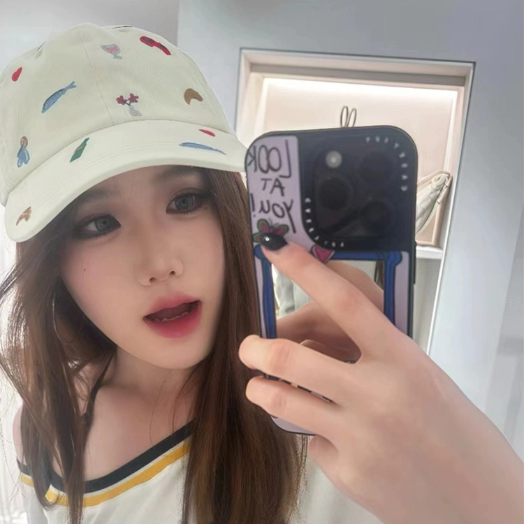 雅鹿优选 韩系可爱卡通刺绣透气百搭显脸小大头围 棉 鸭舌帽 男女同款情侣款
