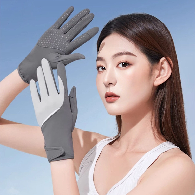 雅鹿优选 高颜值冰丝防晒防滑骑行可露两指可触屏 锦纶 手套 女款