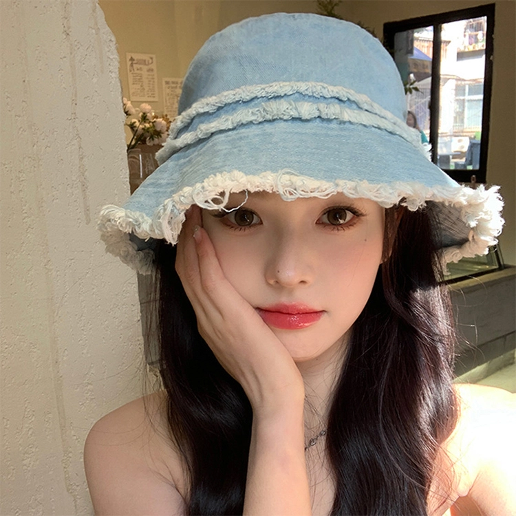 雅鹿优选 日系水洗做旧毛边简约百搭小清新大帽檐显脸小 聚酯纤维 渔夫帽 男女同款情侣款