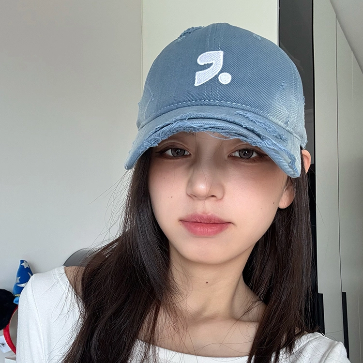 雅鹿优选 美式复古做旧破洞刺绣加深春夏季户外出行防晒遮阳时尚潮流百搭学生大头围显脸小 棉 鸭舌帽 男女同款情侣款
