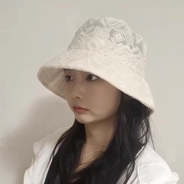 雅鹿优选 韩式高级感花纹小众设计户外防晒遮阳百搭显脸小 棉 渔夫帽 男女同款情侣款