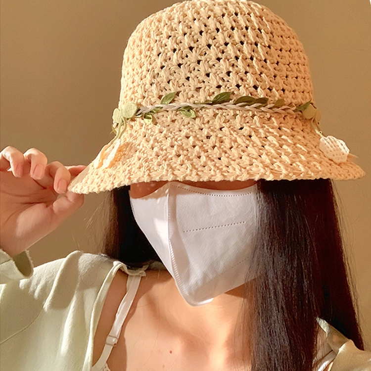雅鹿优选 日系田园小香风小众设计花环编织休闲街拍 草编 渔夫帽 男女同款情侣款