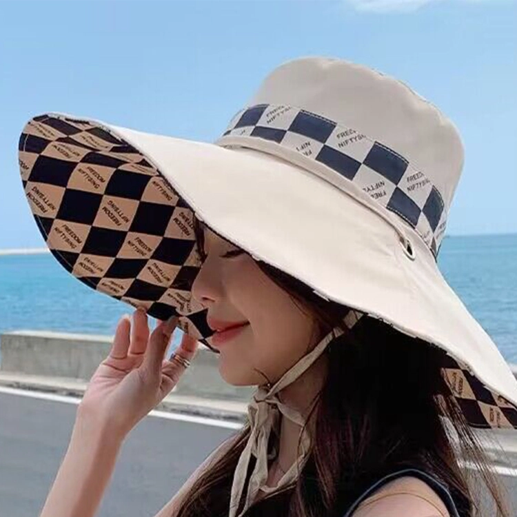 雅鹿优选 夏季潮流时尚印花双面穿戴户外休闲防紫外线遮脸防晒帽旅游百搭 棉  渔夫帽 女款