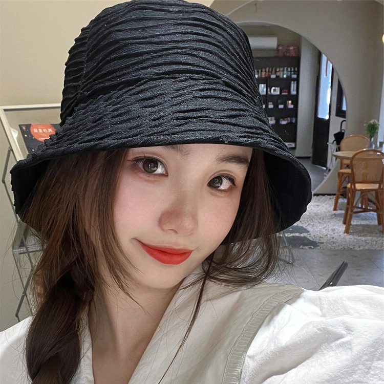 雅鹿优选 韩版轻奢小众设计波浪纹双面防晒太阳帽显脸小 棉 渔夫帽 男女同款情侣款