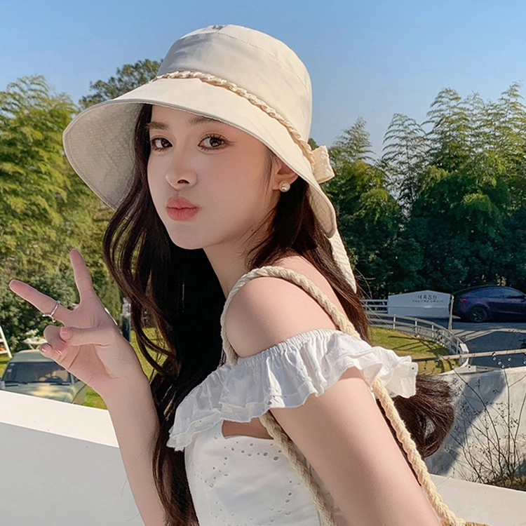 雅鹿优选 简约纯色轻奢感度假小香风夏季大檐显脸小遮阳时尚休闲 聚酯纤维 渔夫帽 女款
