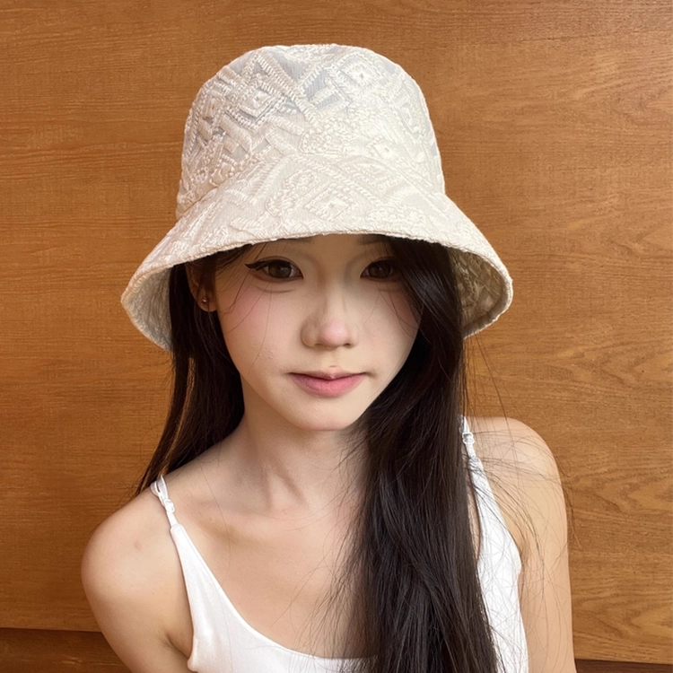 雅鹿优选 韩式高级感花纹小众设计户外防晒遮阳百搭显脸小 棉 渔夫帽 男女同款情侣款