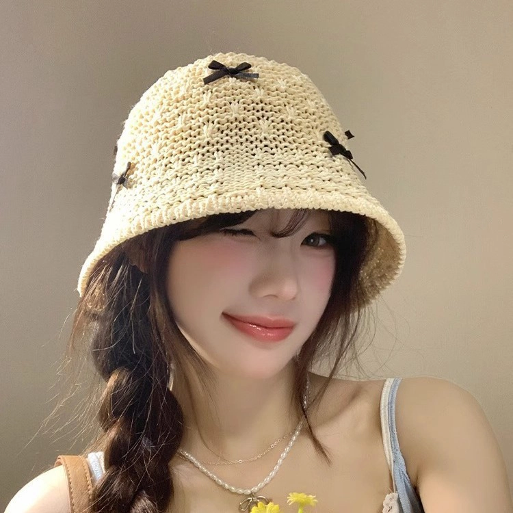 雅鹿优选 日式文艺透气户外休闲田园风防晒遮阳 草编 渔夫帽 女款