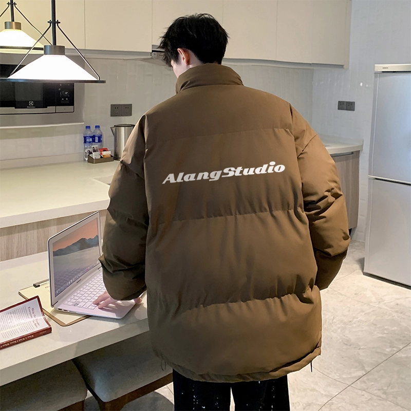 徐太浪 纯色字母印花抽绳宽松户外防水加厚保暖立领休闲棉服 男女同款