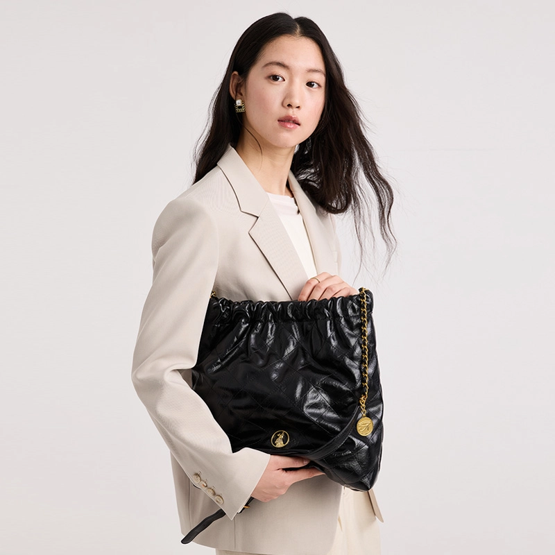 大英博物馆 盖亚·德森猫系列 格纹链条 合成革 单肩包 女 黑色