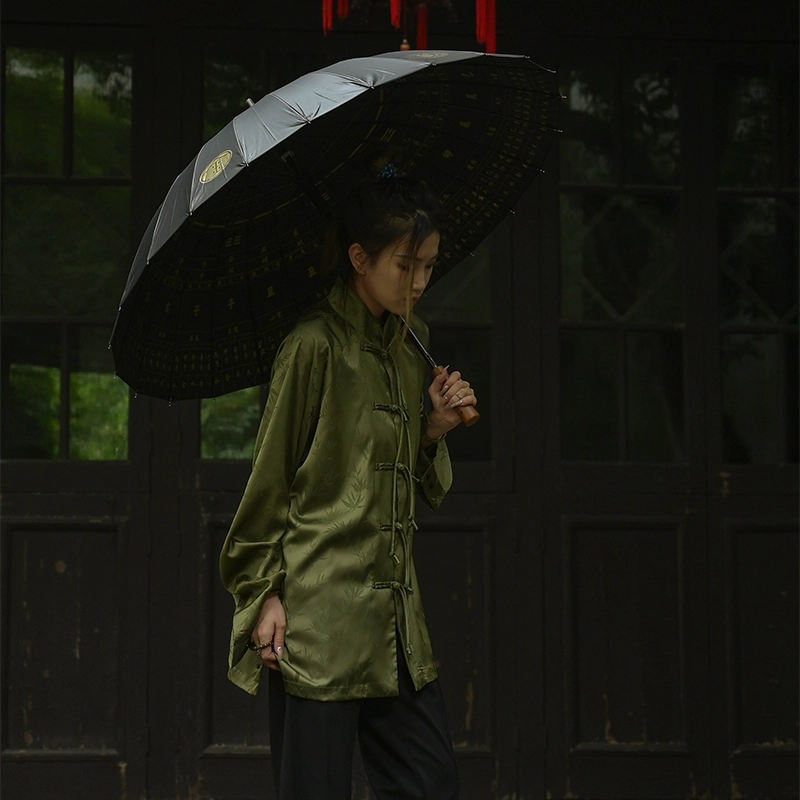 三省六部 【将五进一·长袖】中国风春秋竹叶提花长袖盘扣衬衫 男女同款