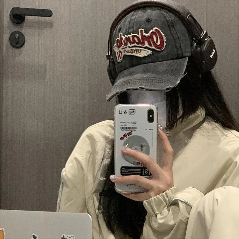 八小万 复古做旧破洞辣妹网红 棉 鸭舌帽 女款