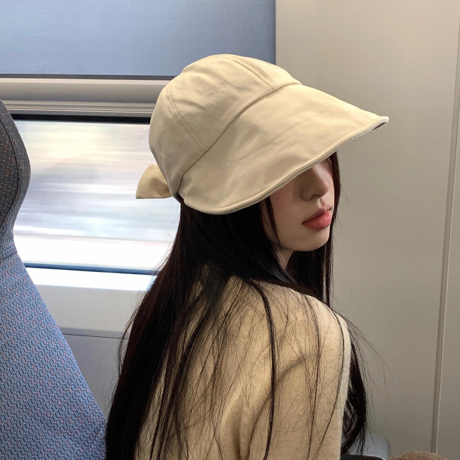 八小万 蝴蝶结遮阳防紫外线大帽檐防晒 棉 渔夫帽 女款