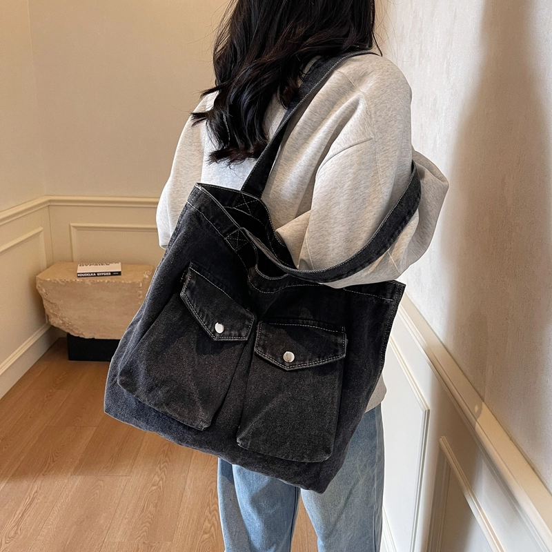 辛巴赫 大容量休闲百搭潮流复古简约时尚女包 牛仔布 单肩包 常规 女款 多色