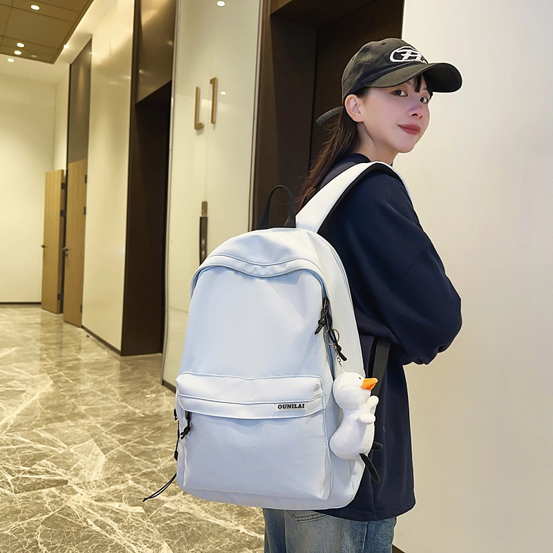 辛巴赫 简约百搭休闲学生书包大容量学院风潮流电脑背包 尼龙 双肩包 常规 男女同款情侣款 多色