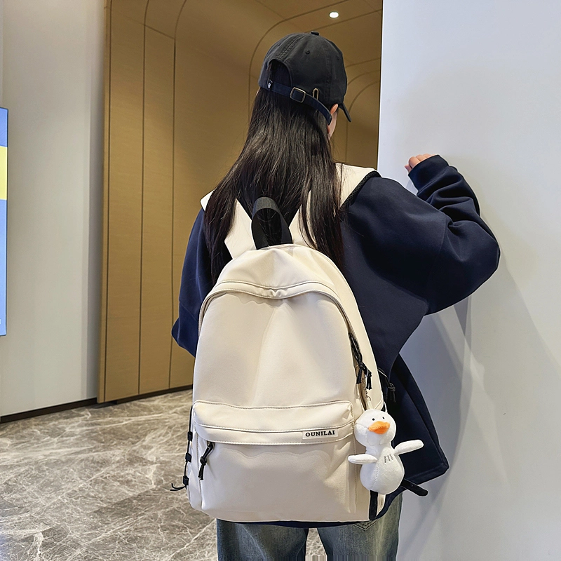 辛巴赫 简约百搭休闲学生书包大容量学院风潮流电脑背包 尼龙 双肩包 常规 男女同款情侣款 多色