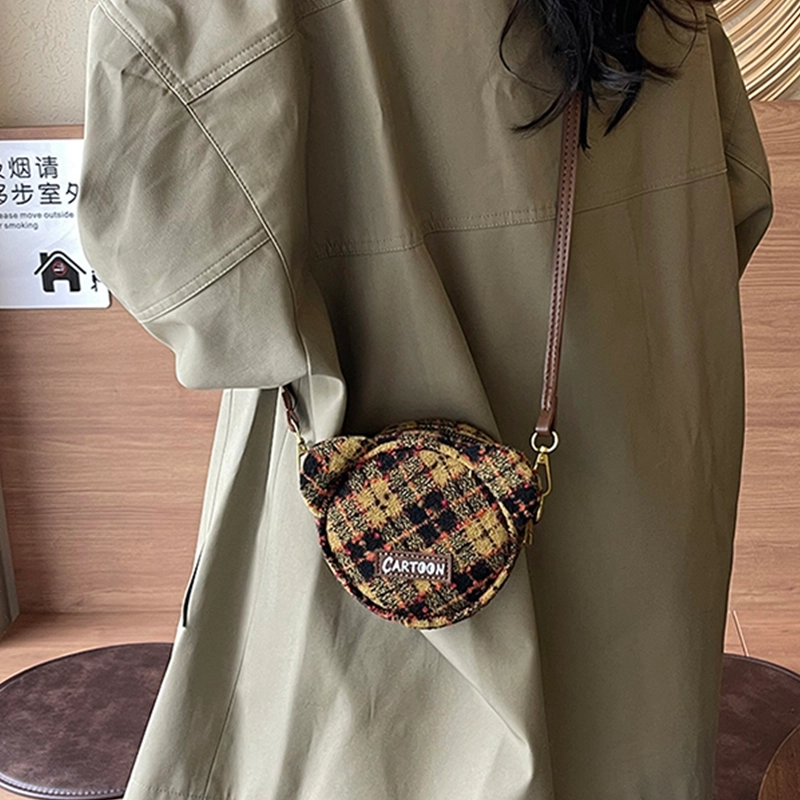 辛巴赫 复古格子潮流时尚单肩包百搭休闲可爱设计携带方便女包 毛呢 斜挎包 迷你 女款 多色