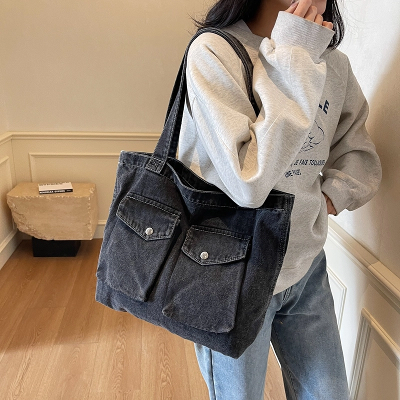 辛巴赫 大容量休闲百搭潮流复古简约时尚女包 牛仔布 单肩包 常规 女款 多色