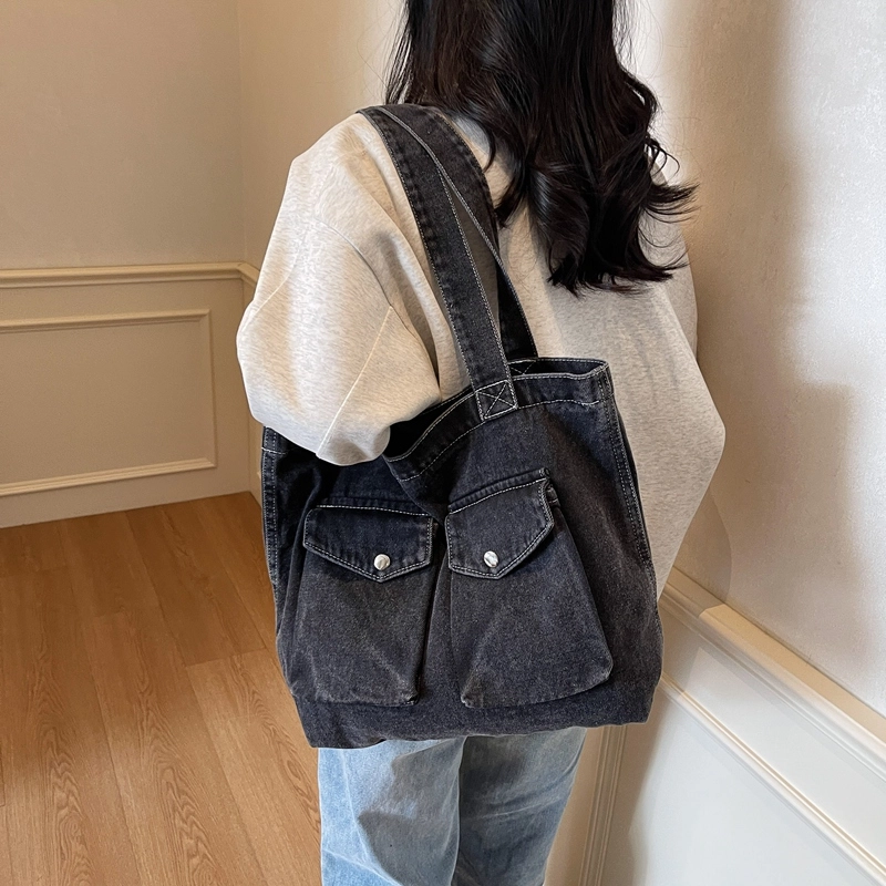 辛巴赫 大容量休闲百搭潮流复古简约时尚女包 牛仔布 单肩包 常规 女款 多色