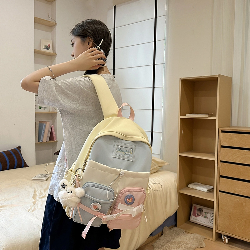 辛巴赫 小清新可爱潮流百搭时尚复古小众设计感个性独特 棉 双肩包 常规 女款 多色