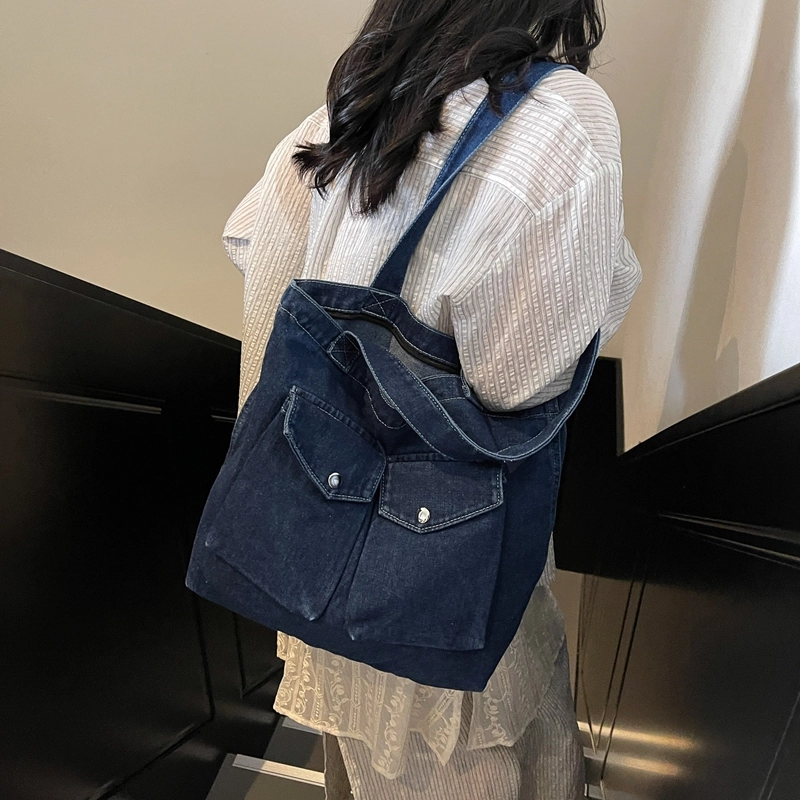 辛巴赫 大容量休闲百搭潮流复古简约时尚女包 牛仔布 单肩包 常规 女款 多色